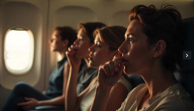 a group of people sitting in a row