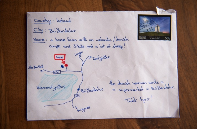 a piece of paper with a postcard