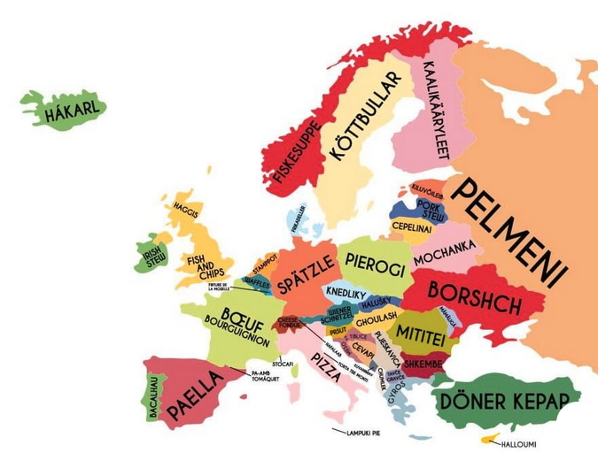 a map of europe with different colored countries/regions