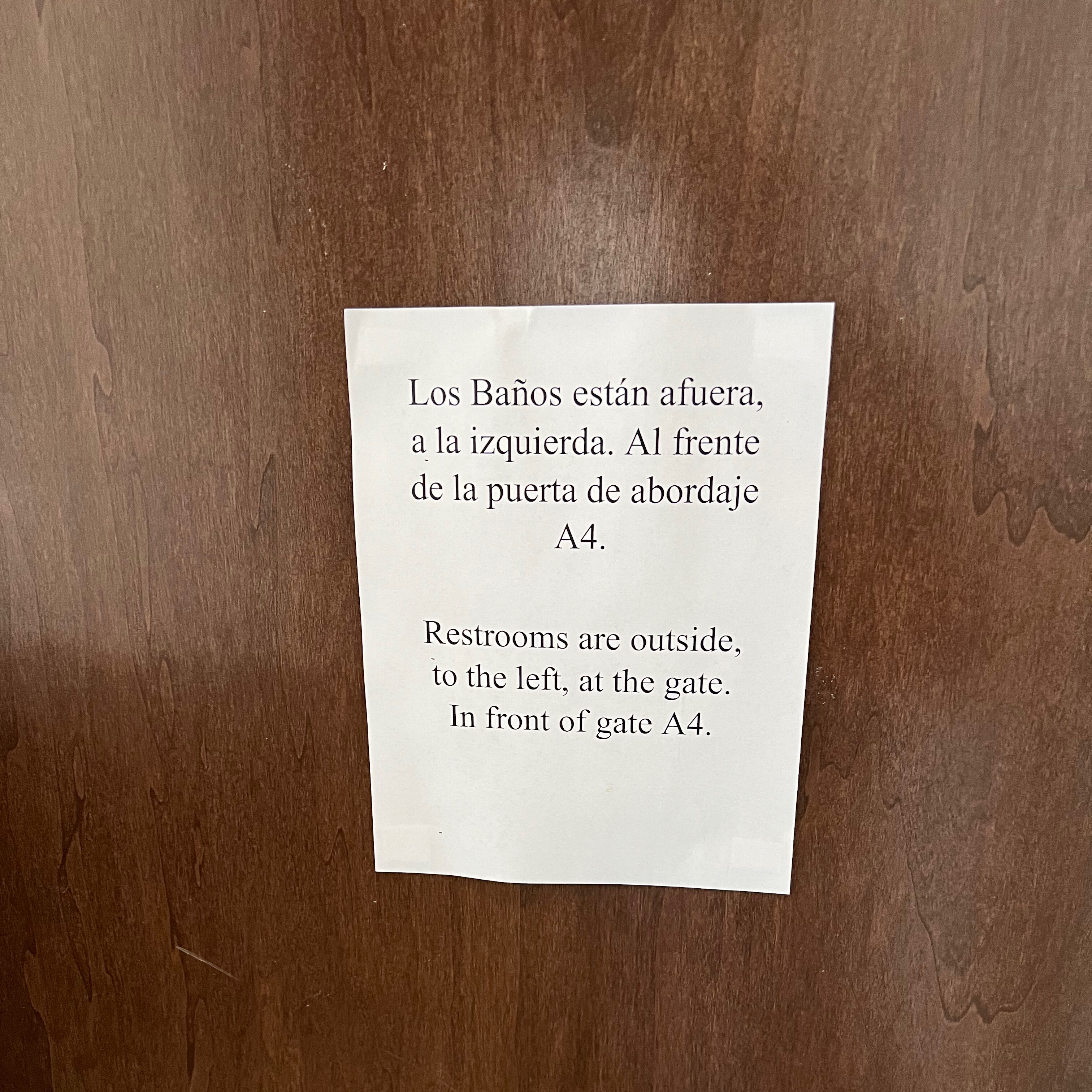 a paper on a door