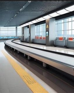 a conveyor belt in an airport