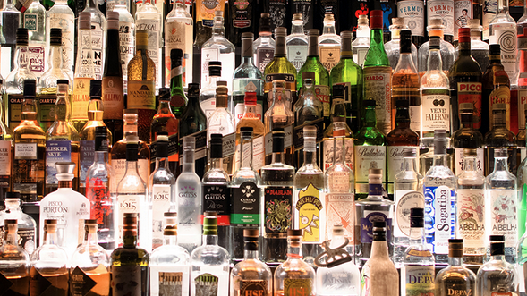 a group of bottles of alcohol