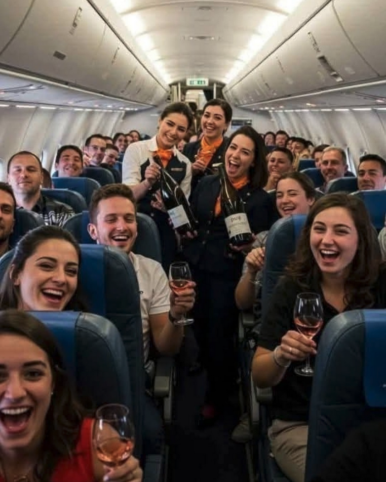 a group of people on an airplane