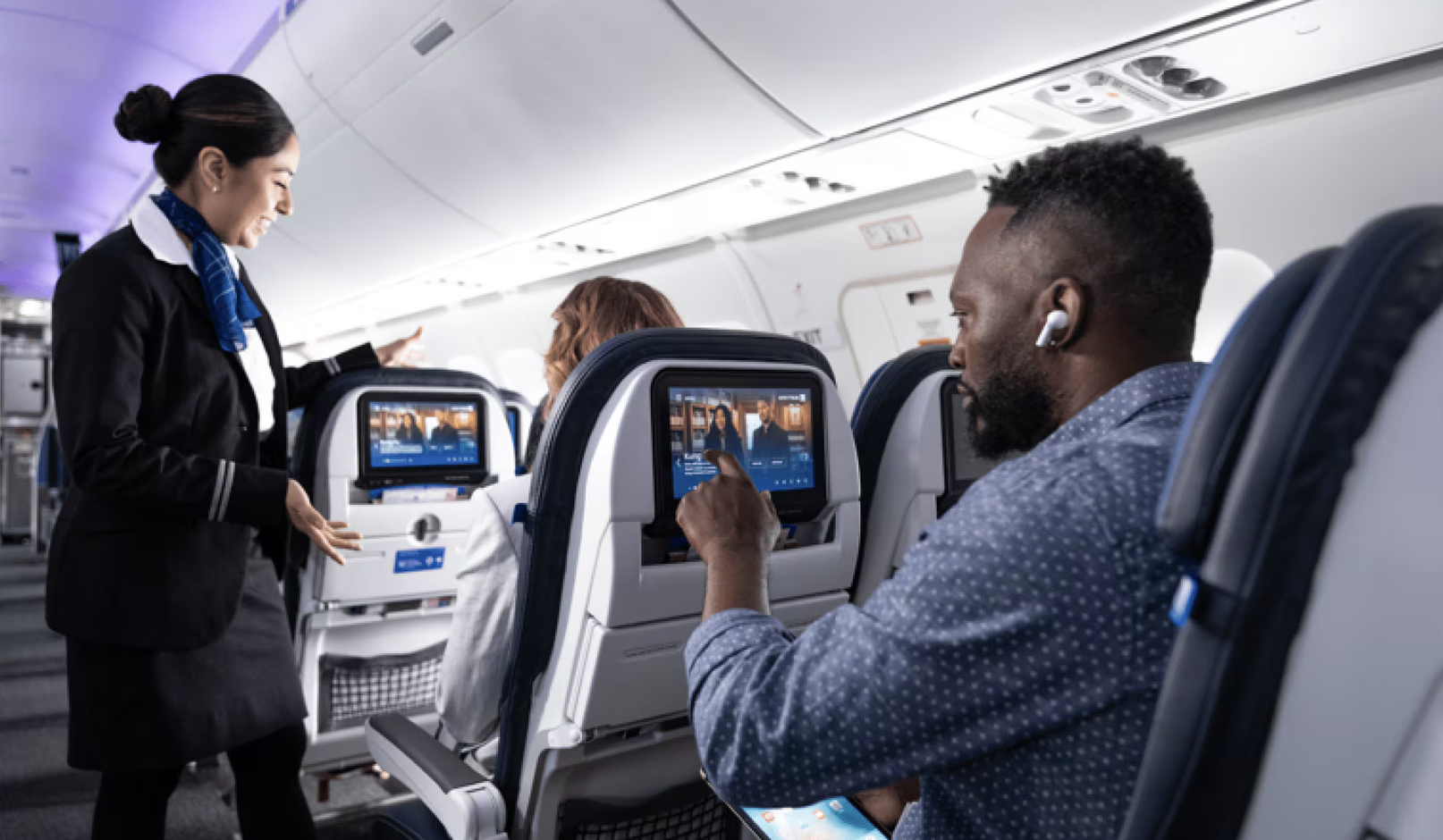 a group of people in an airplane