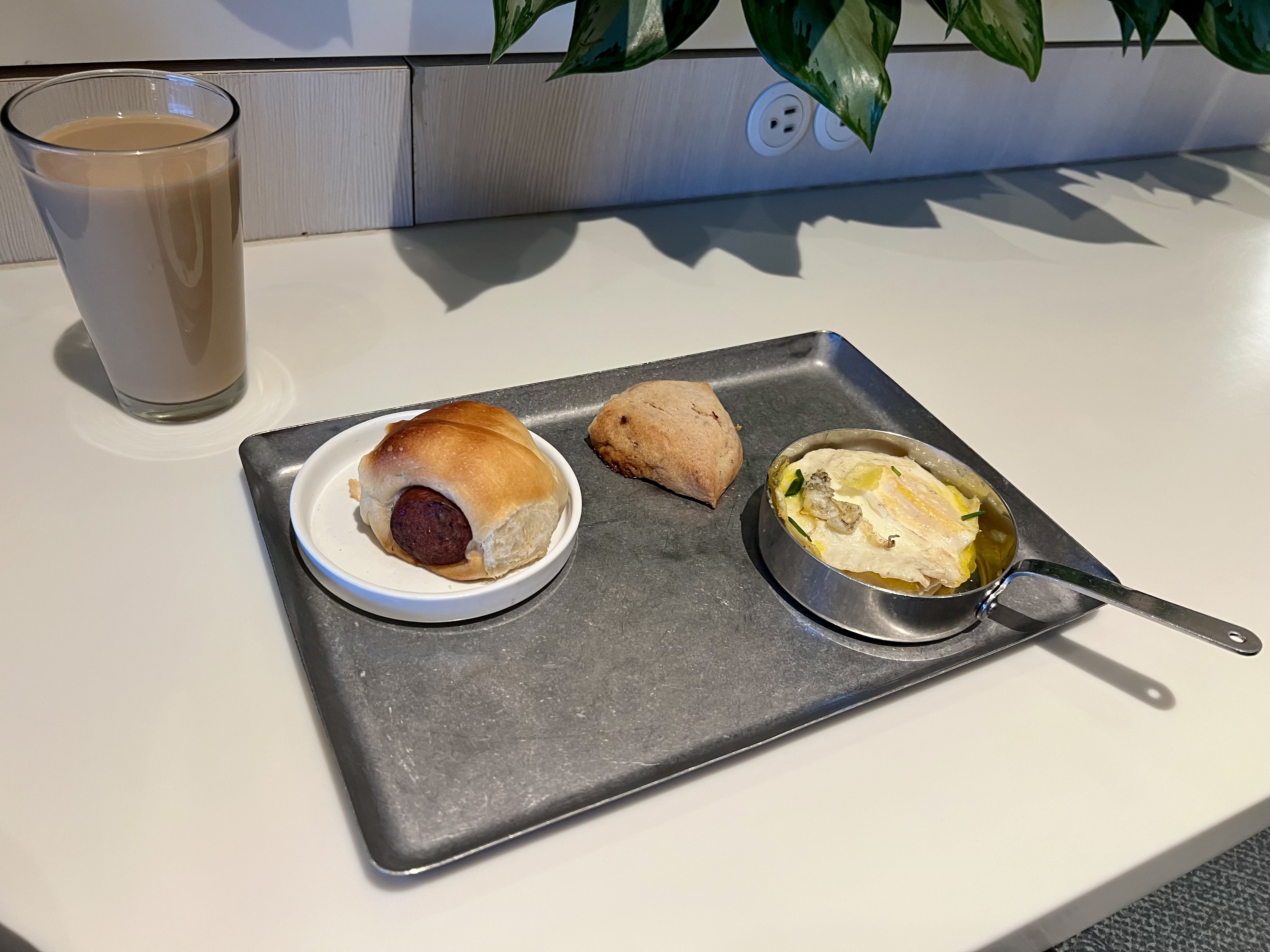 a tray with food on it