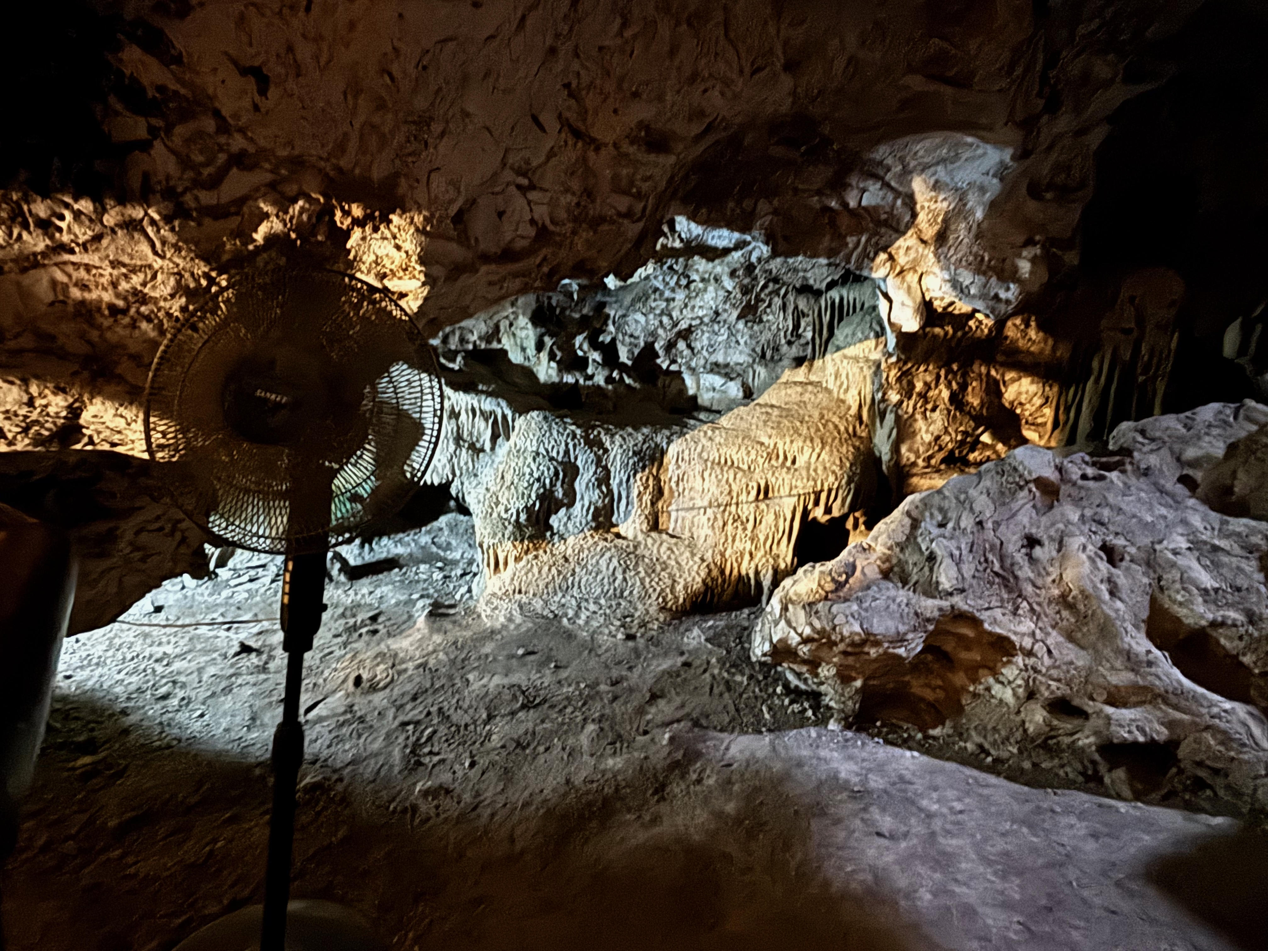 a fan in a cave