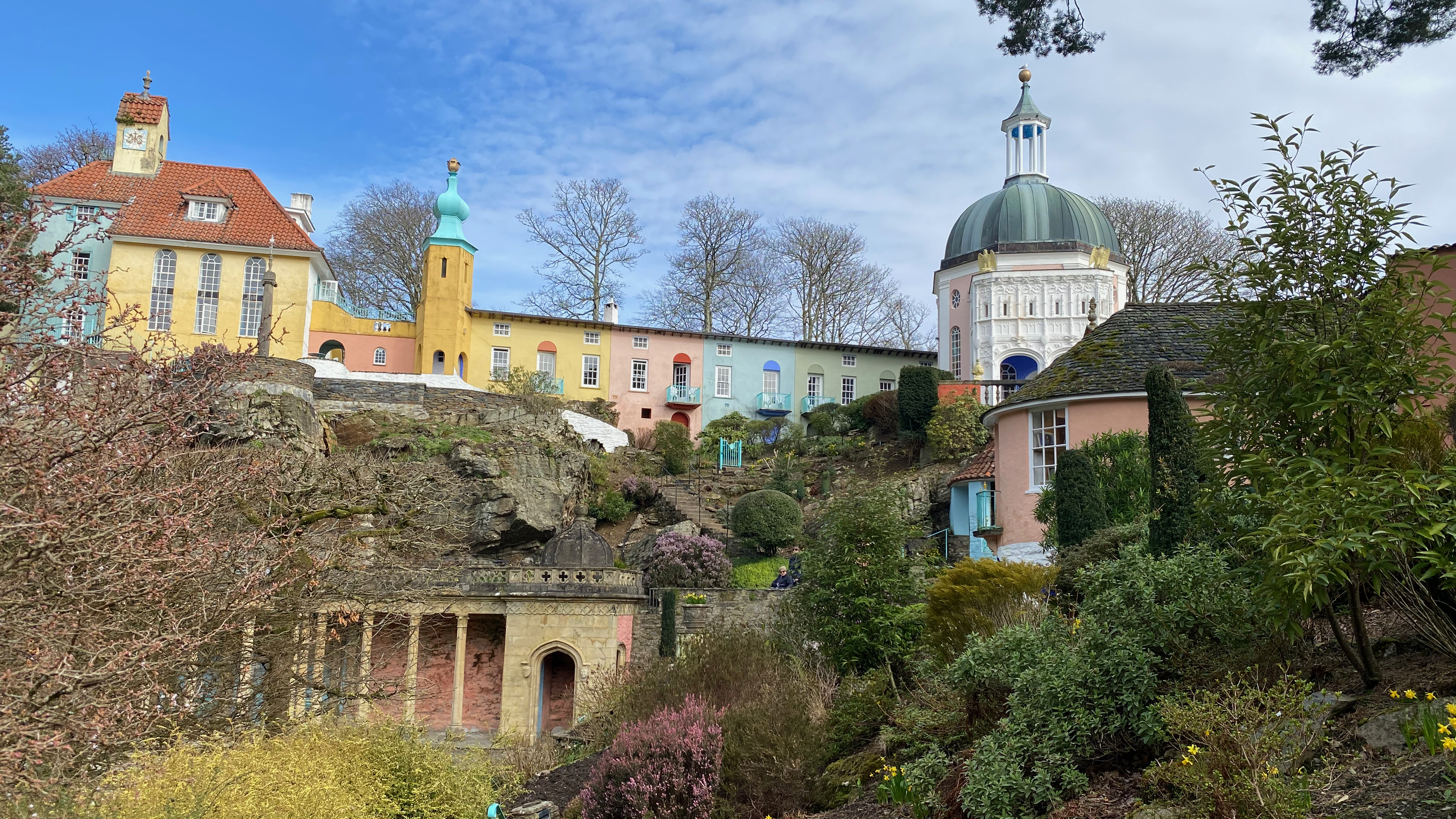 a group of buildings on a hill
