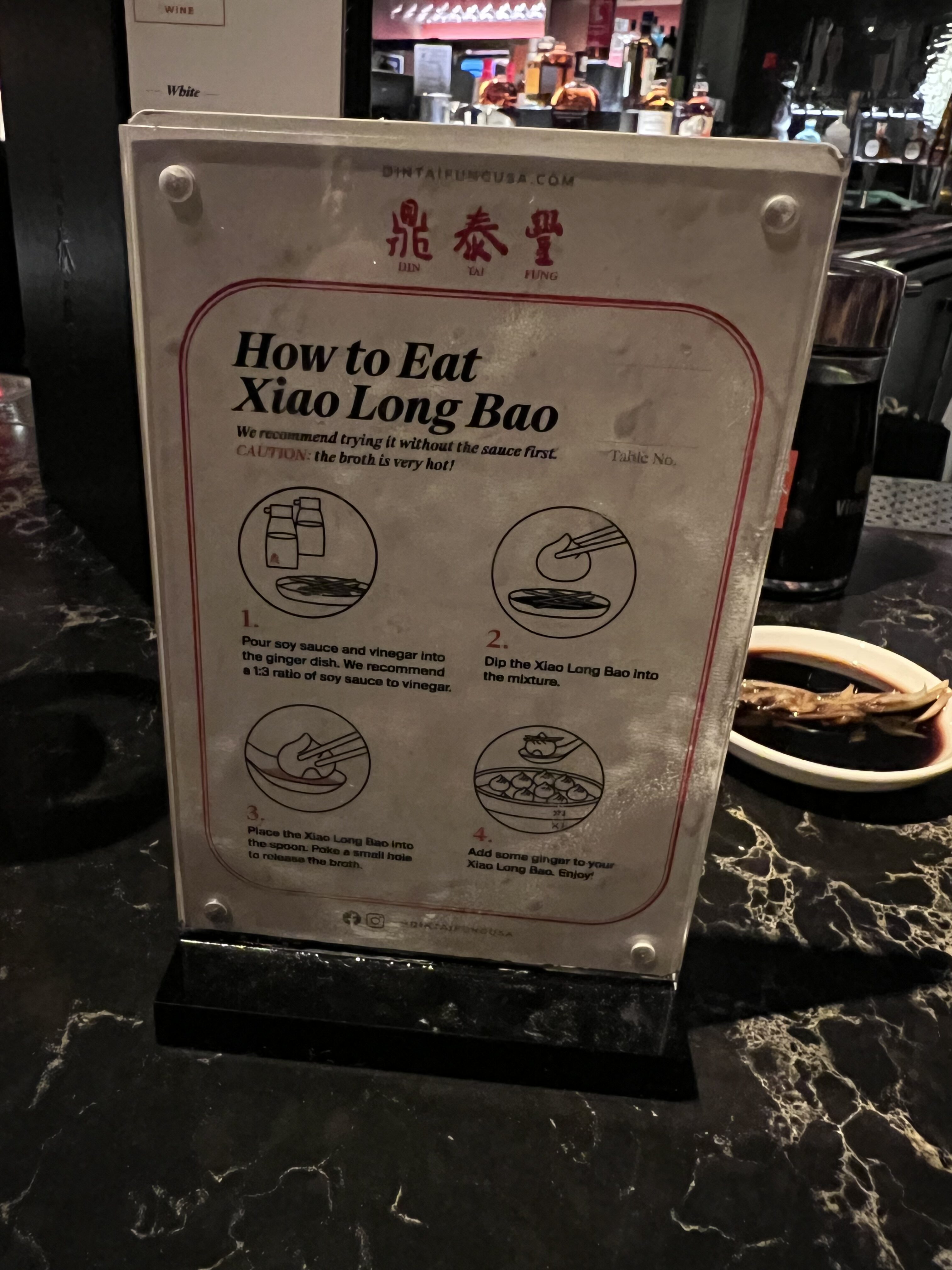 a sign on a table