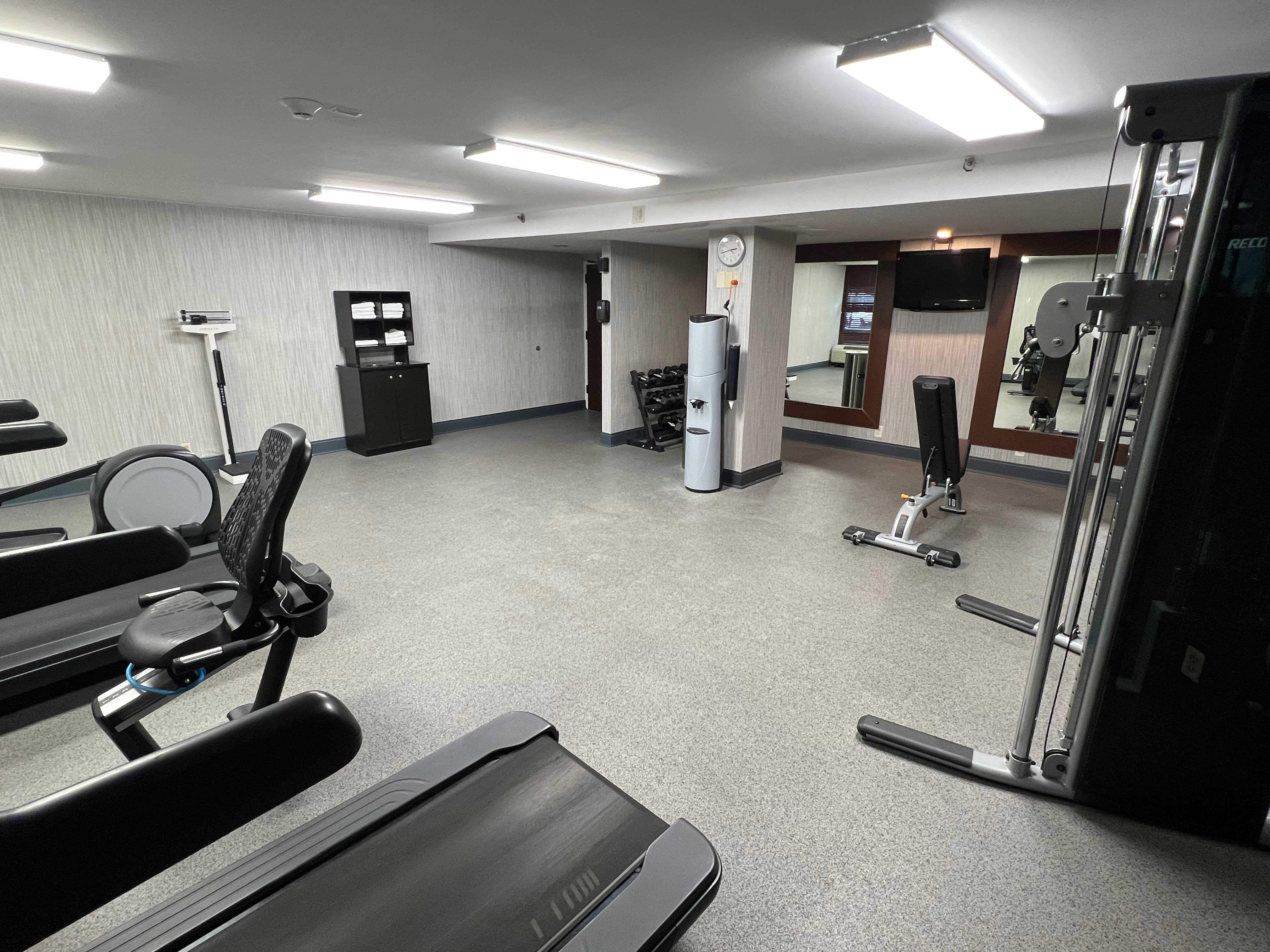 a gym with exercise equipment