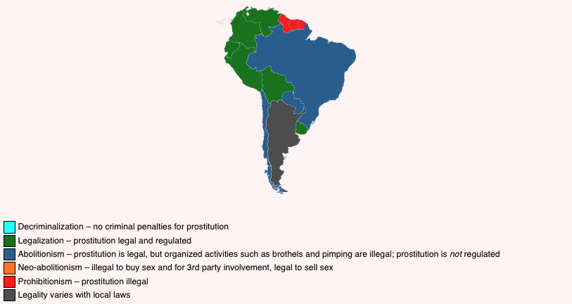 a map of south america with different colored states