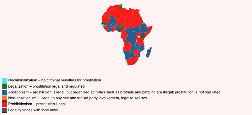 a map of africa with different colored countries/regions