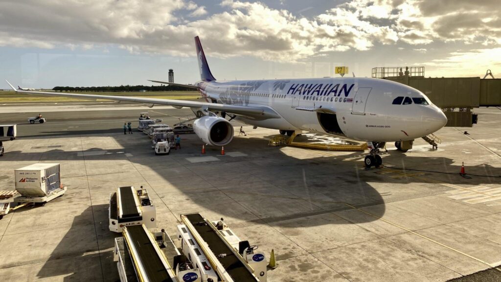 an airplane parked on the tarmac