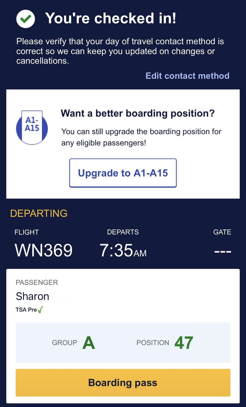 screens screenshot of a flight ticket