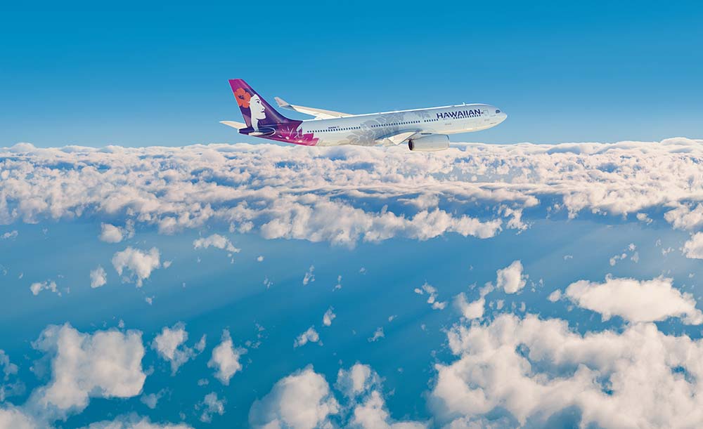 an airplane flying above the clouds