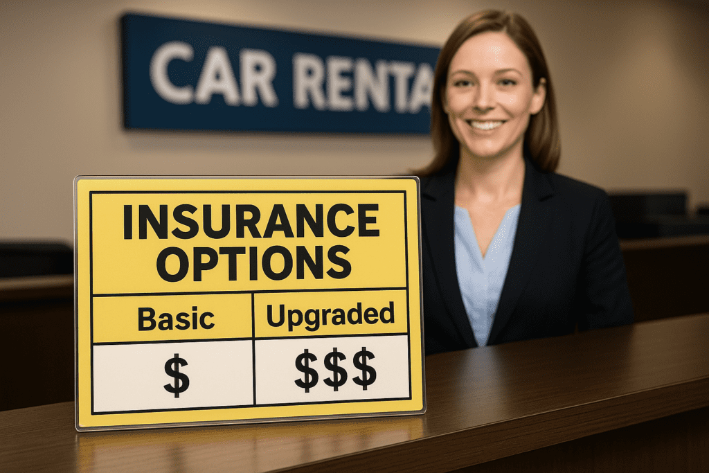 a woman standing behind a sign
