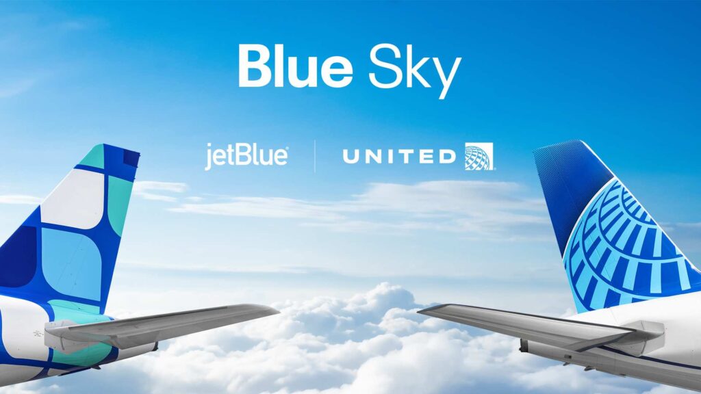 a blue sky with clouds and blue sky with white text