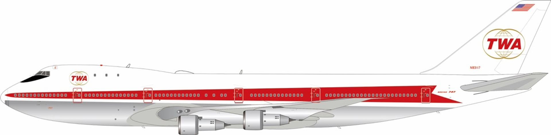 a red and white airplane