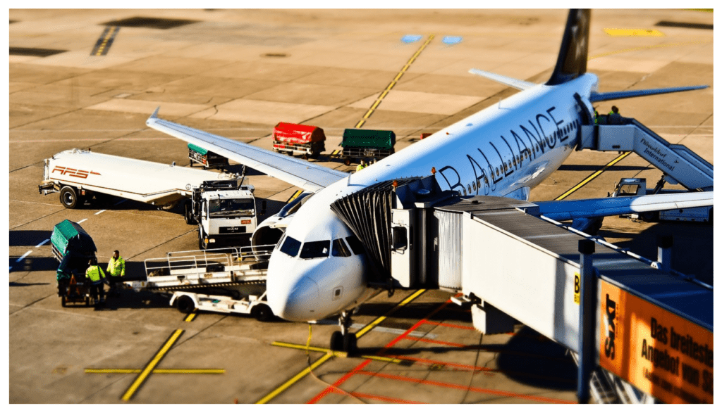 an airplane at an airport