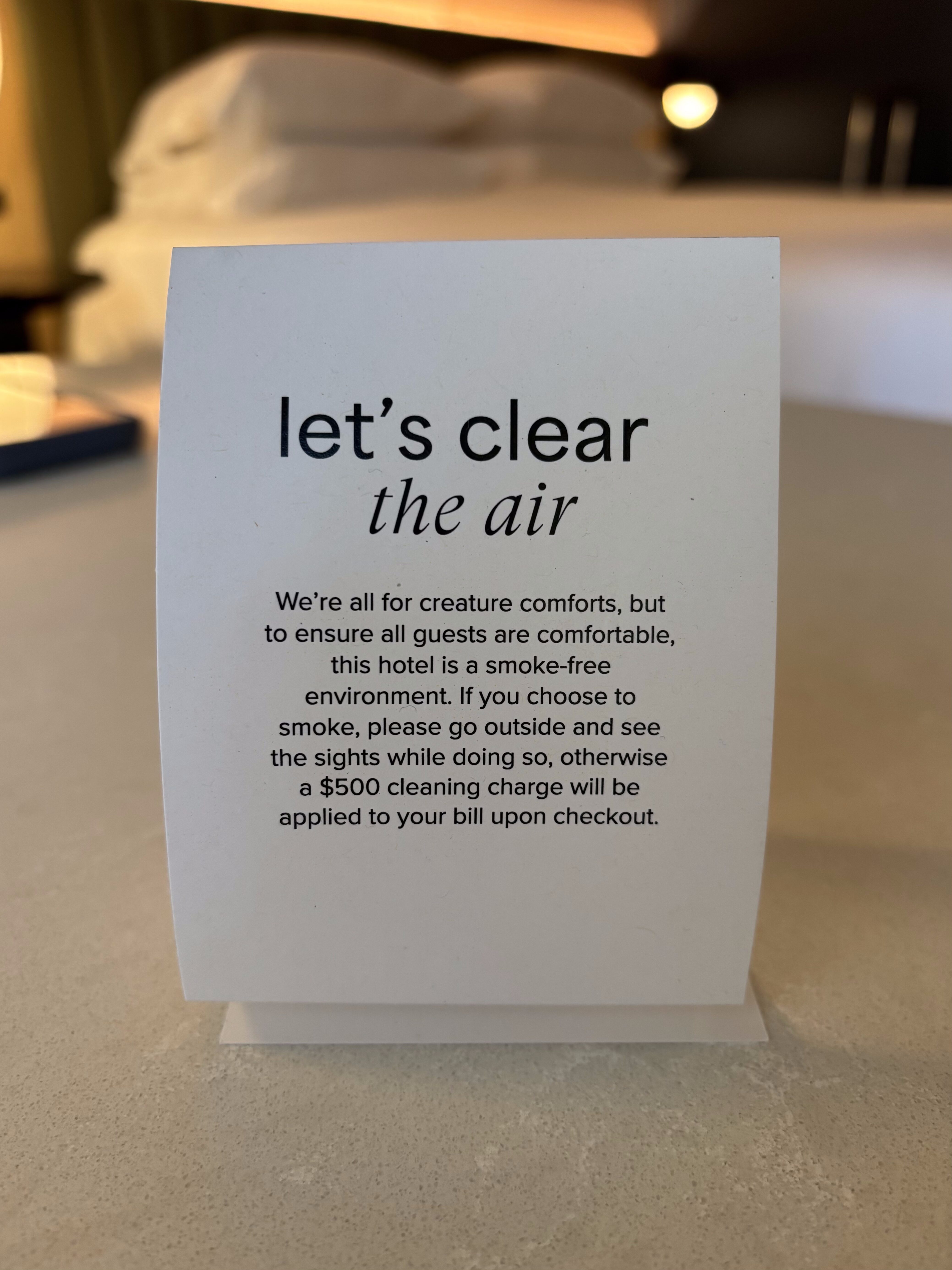 a sign on a table