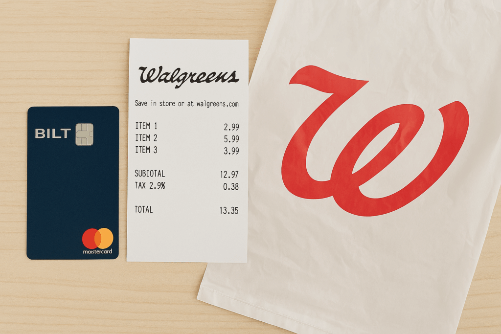 a credit card and a receipt