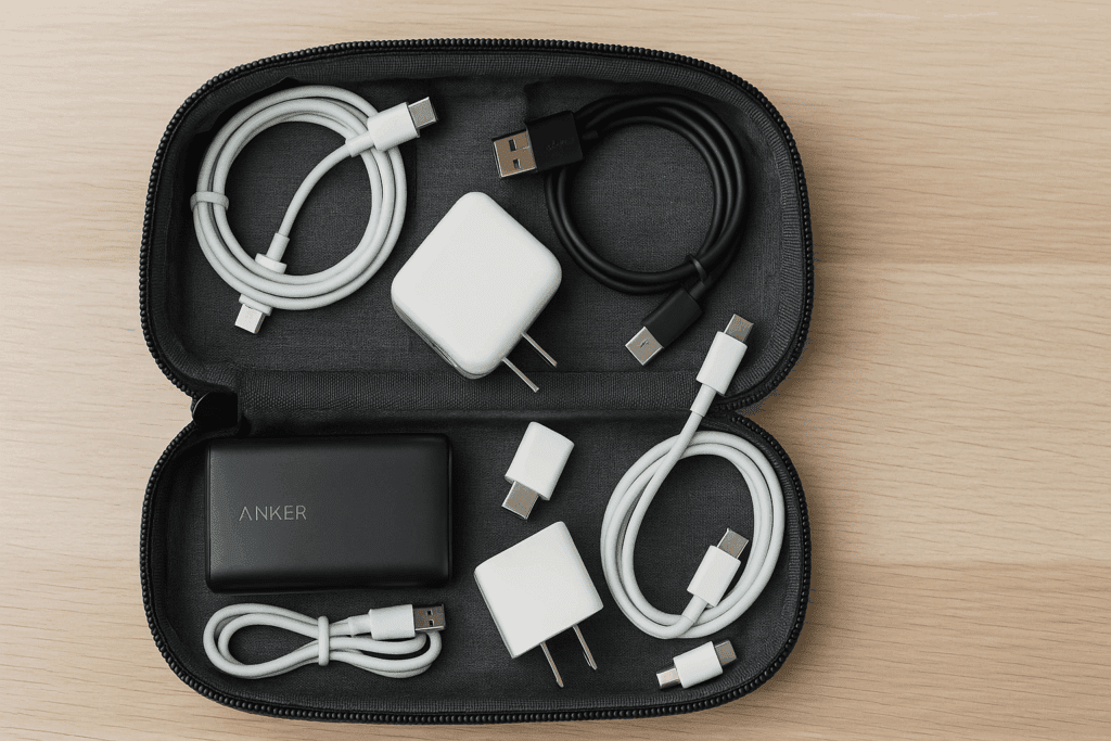 a black and white electronic devices in a black case