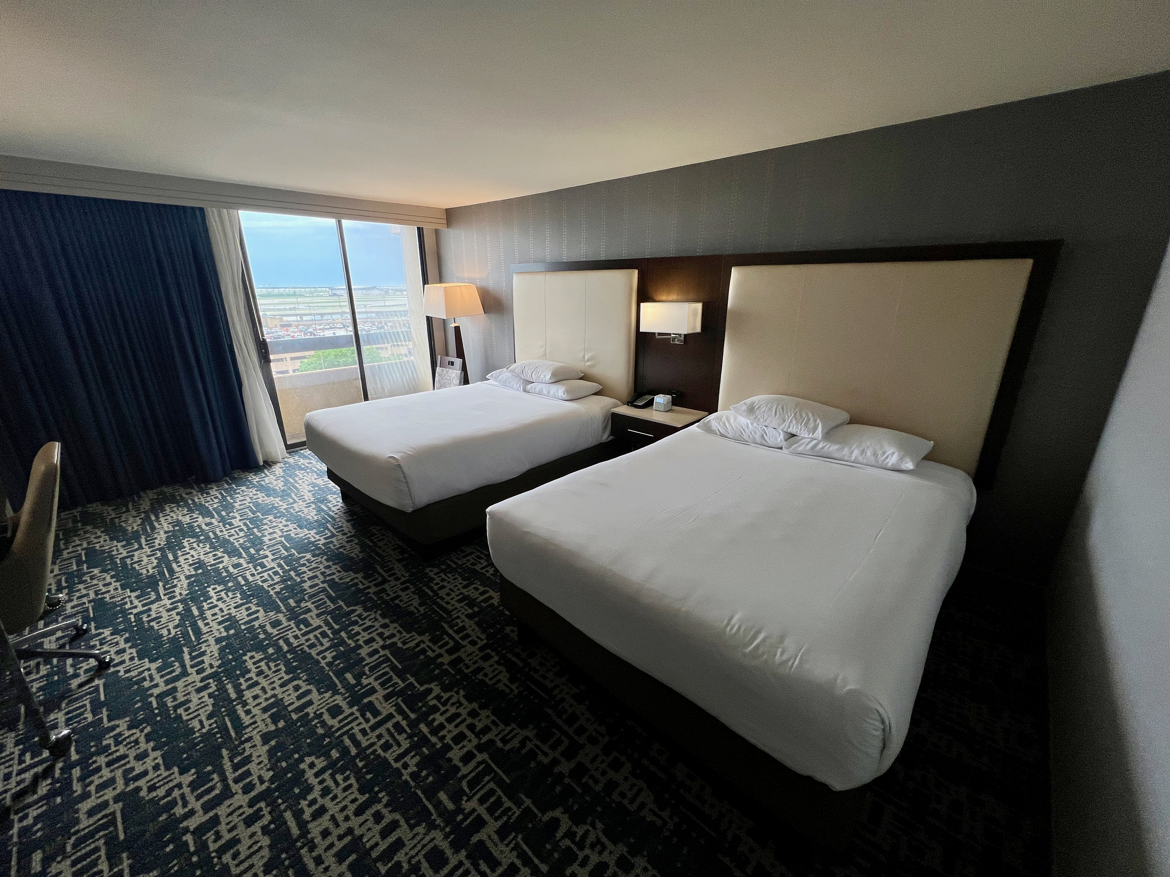 two beds in a hotel room