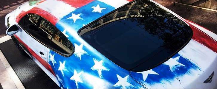 a car with stars painted on it