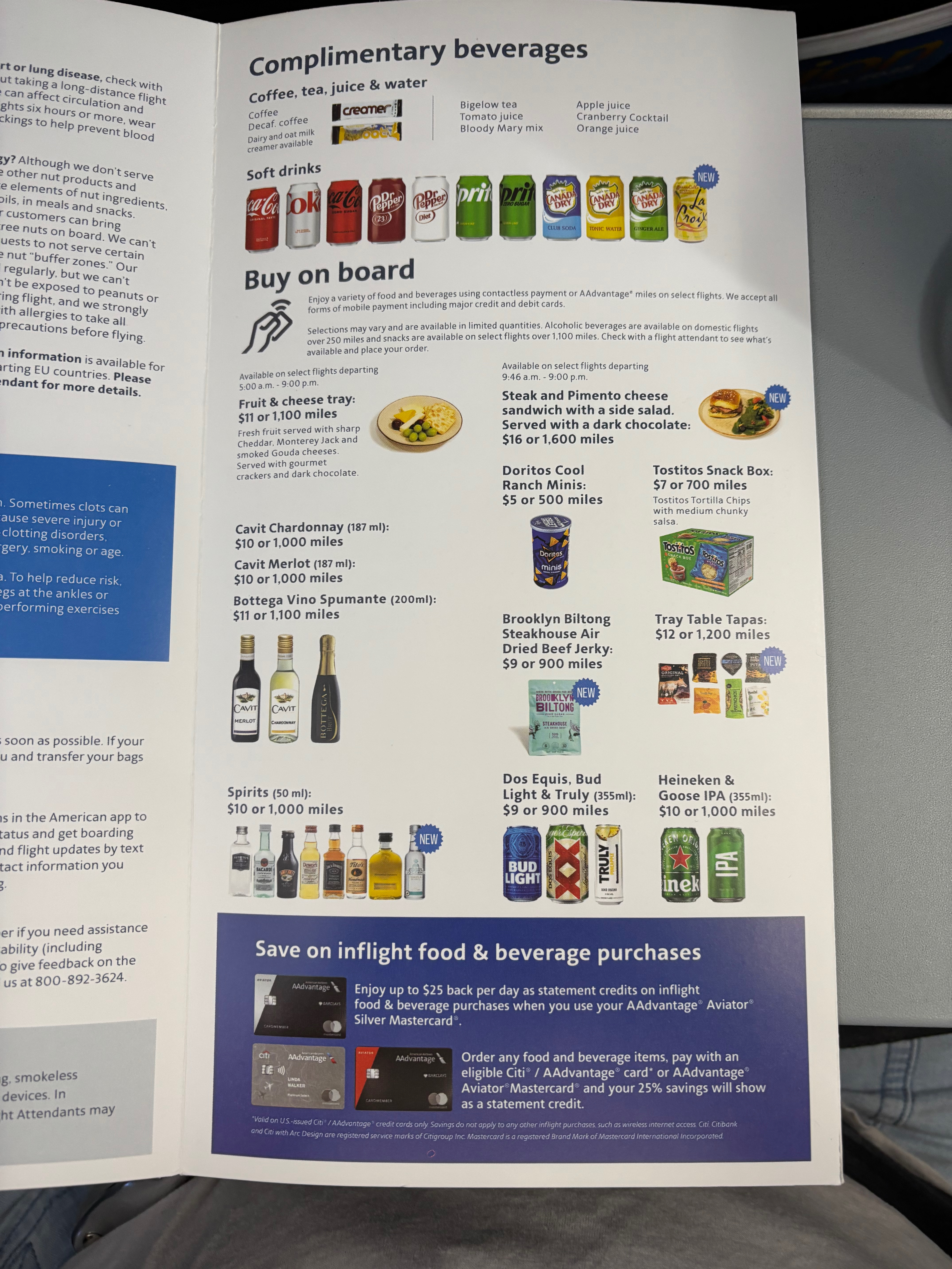 a brochure with a variety of beverages