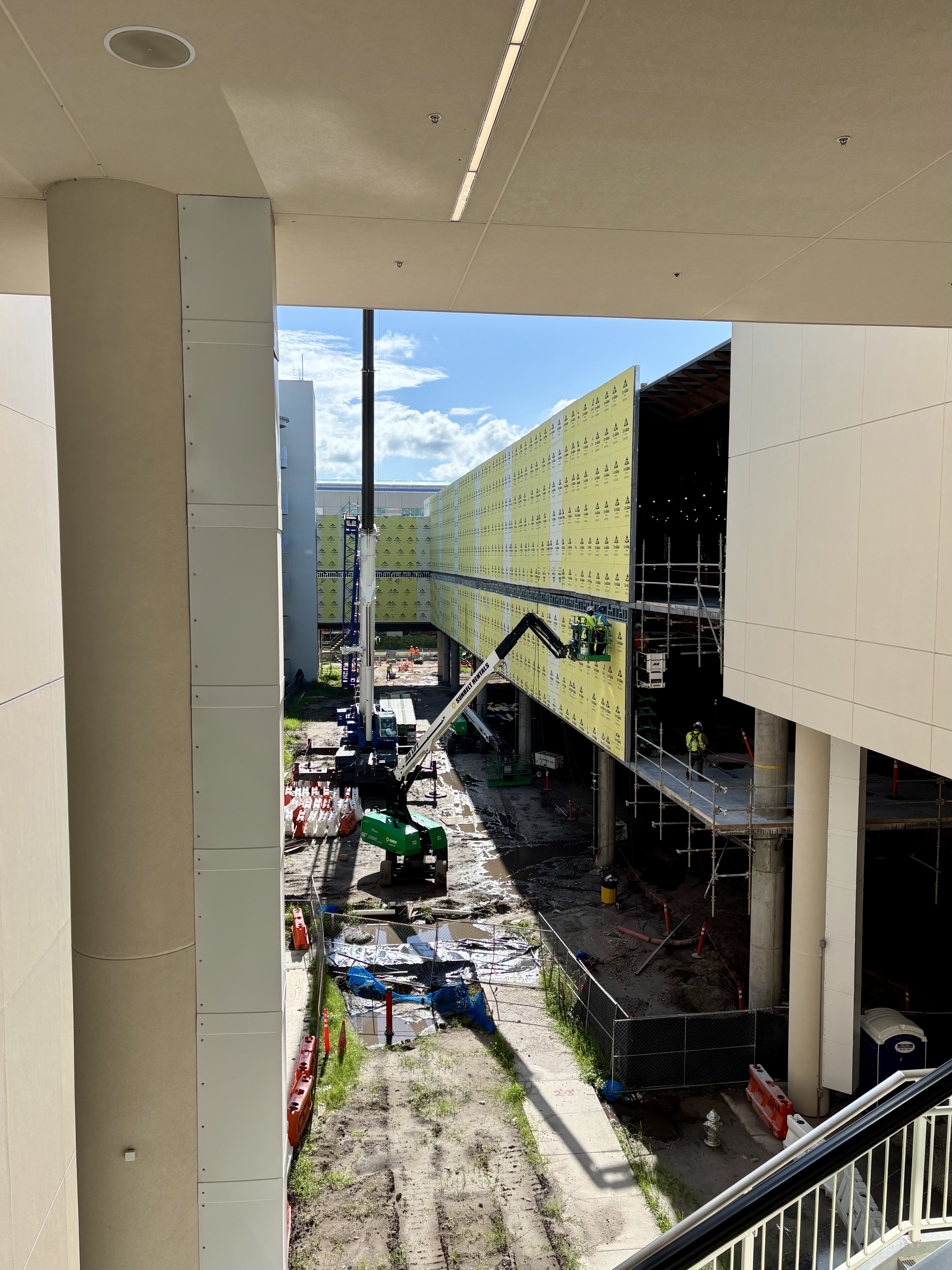 a construction site with a crane