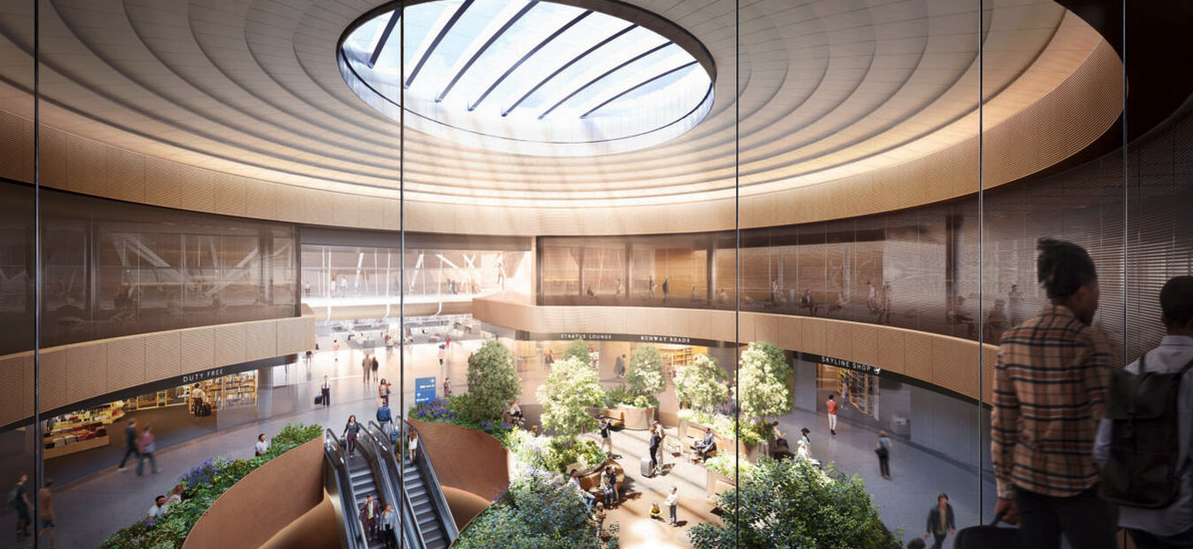 a large building with a large skylight