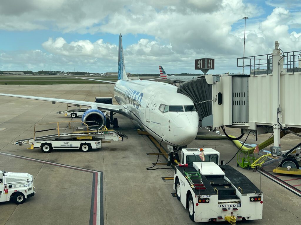 a plane on the runway