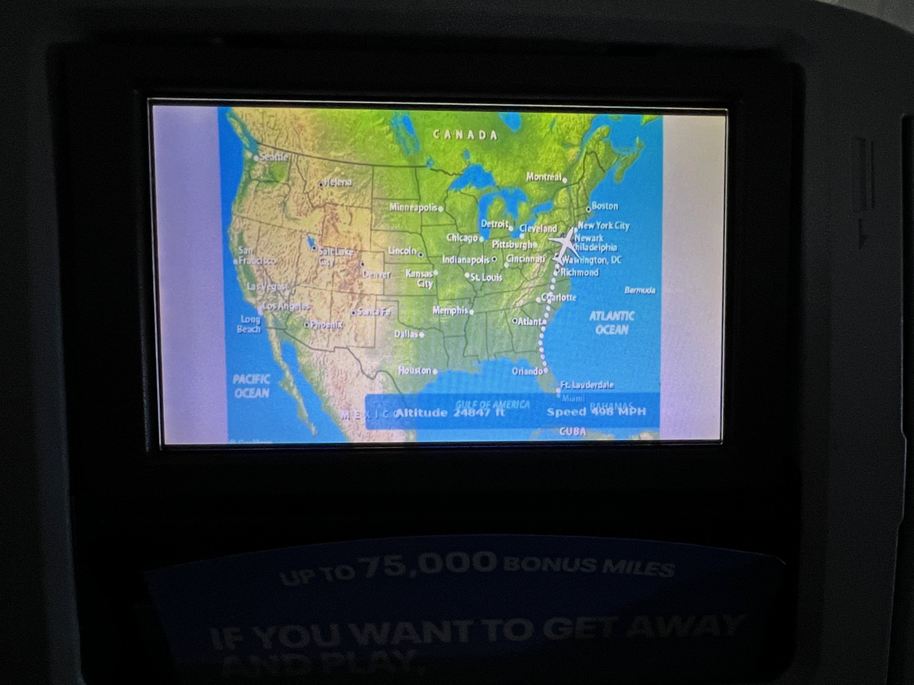 United moving map on older IFE screen