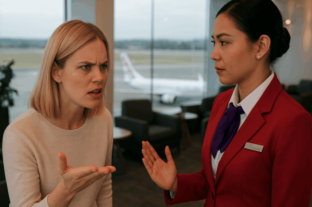 a woman talking to another woman