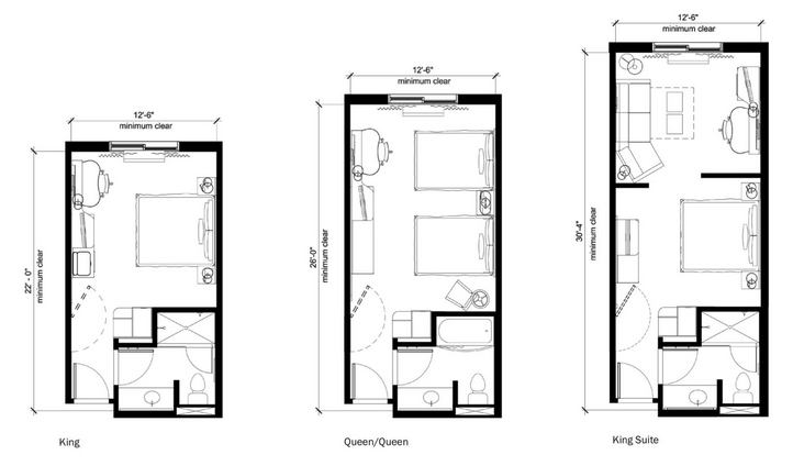 a floor plan of a hotel room