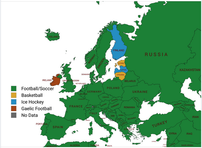 a map of europe with different colored countries/regions