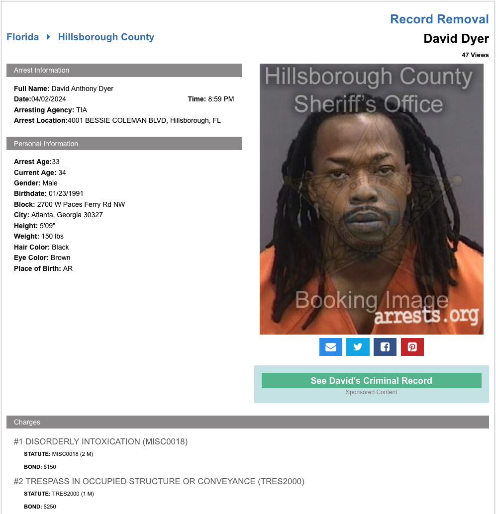 a screenshot of a police mugshot