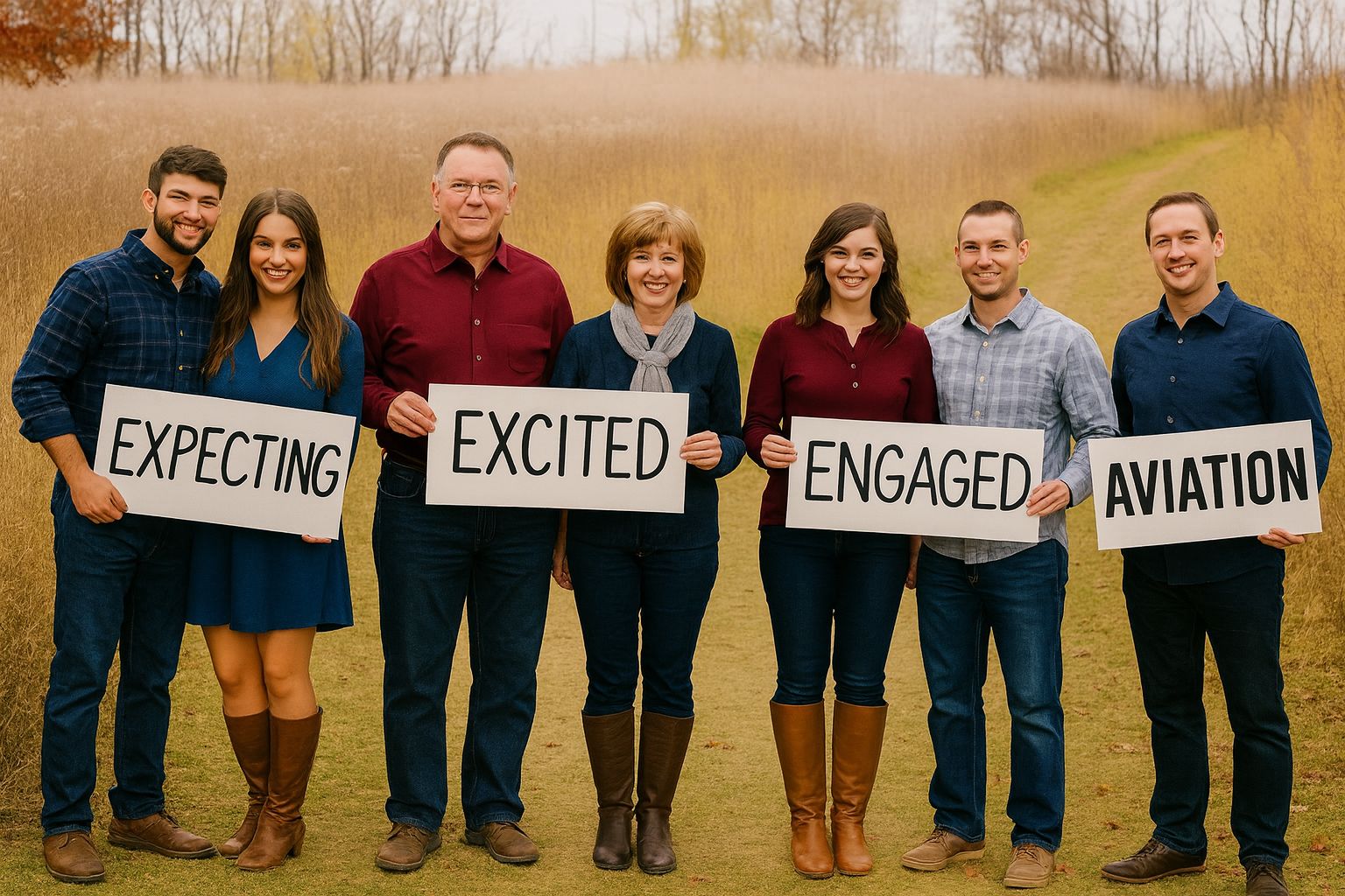 a group of people holding signs