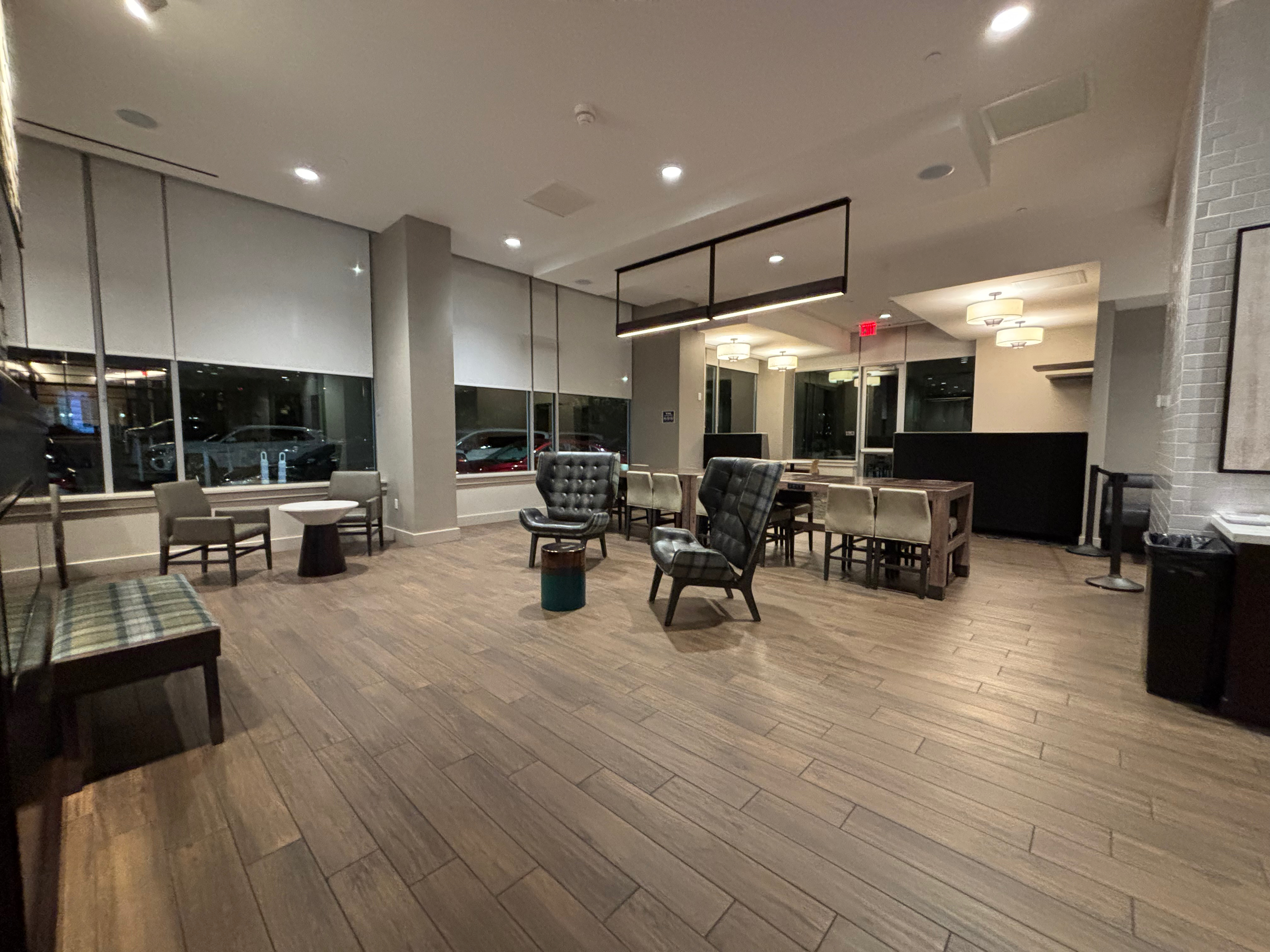 a room with chairs and tables