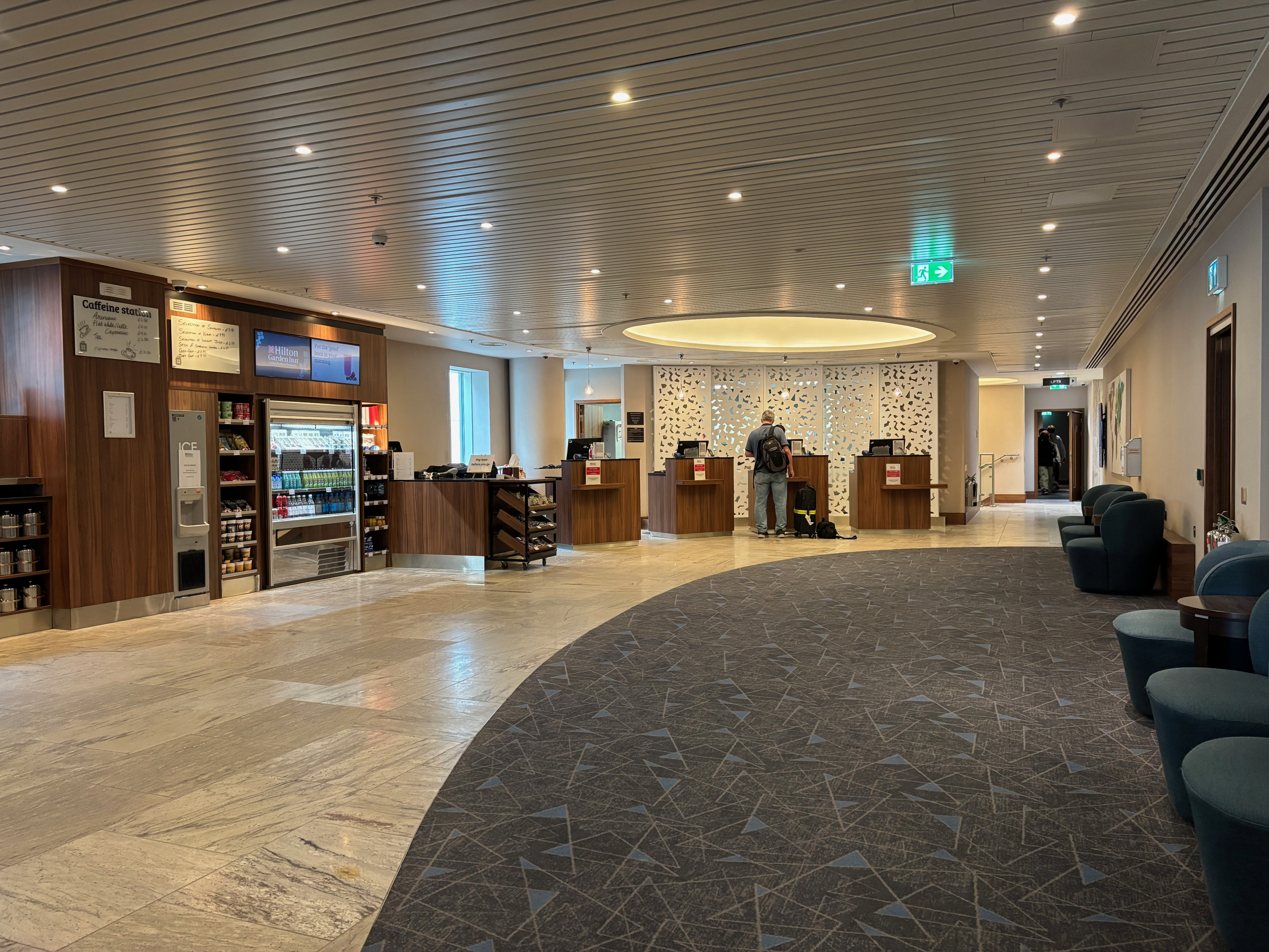 a lobby of a hotel