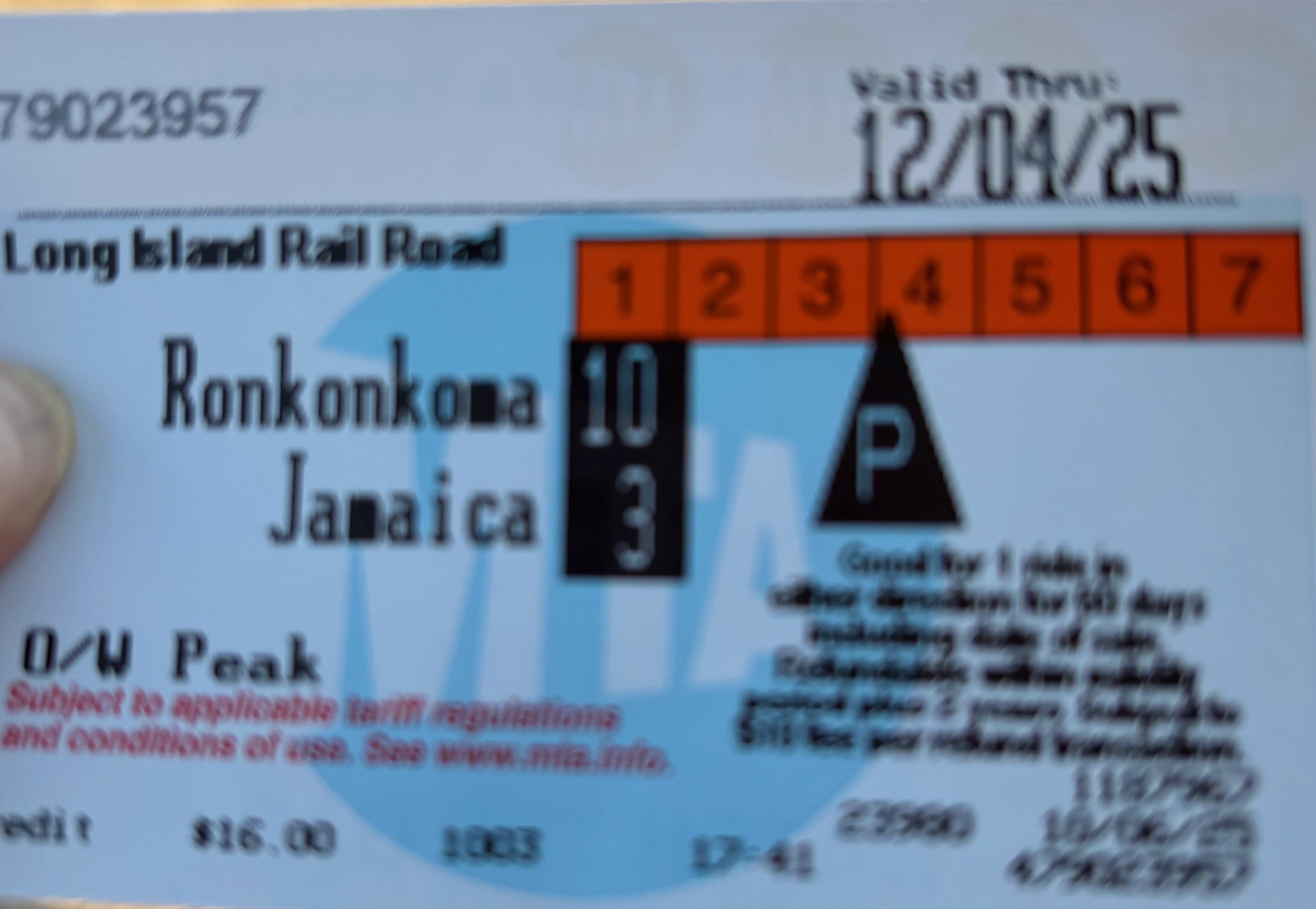 LIRR Railroad Ticket