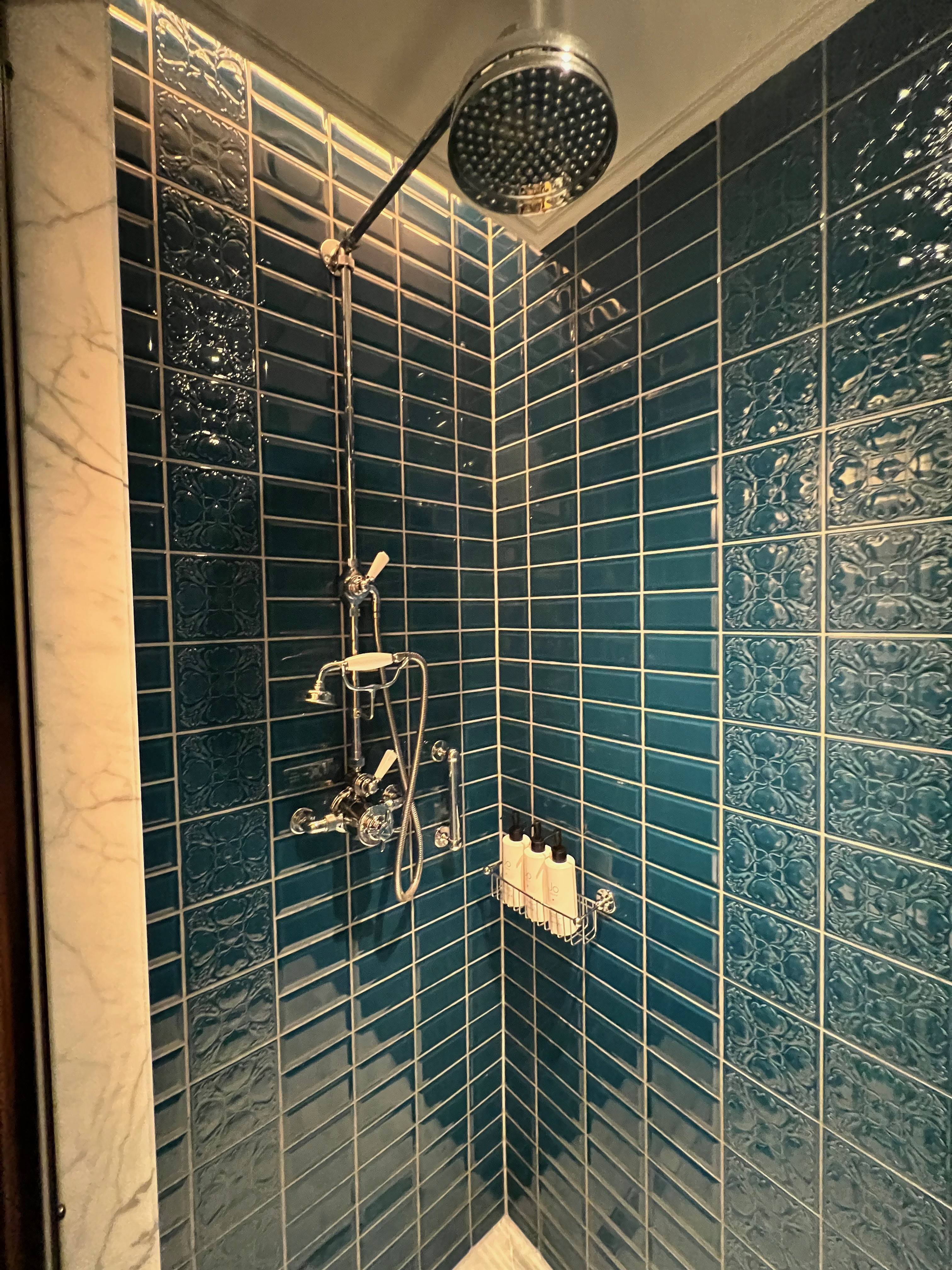 a shower with a shower head