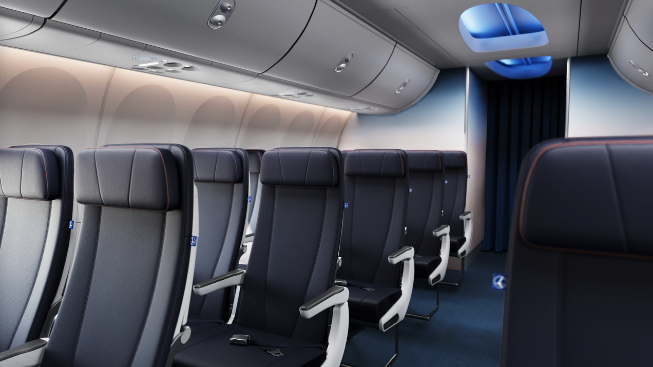 a row of seats in an airplane