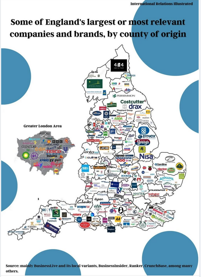a map of the united kingdom with many logos