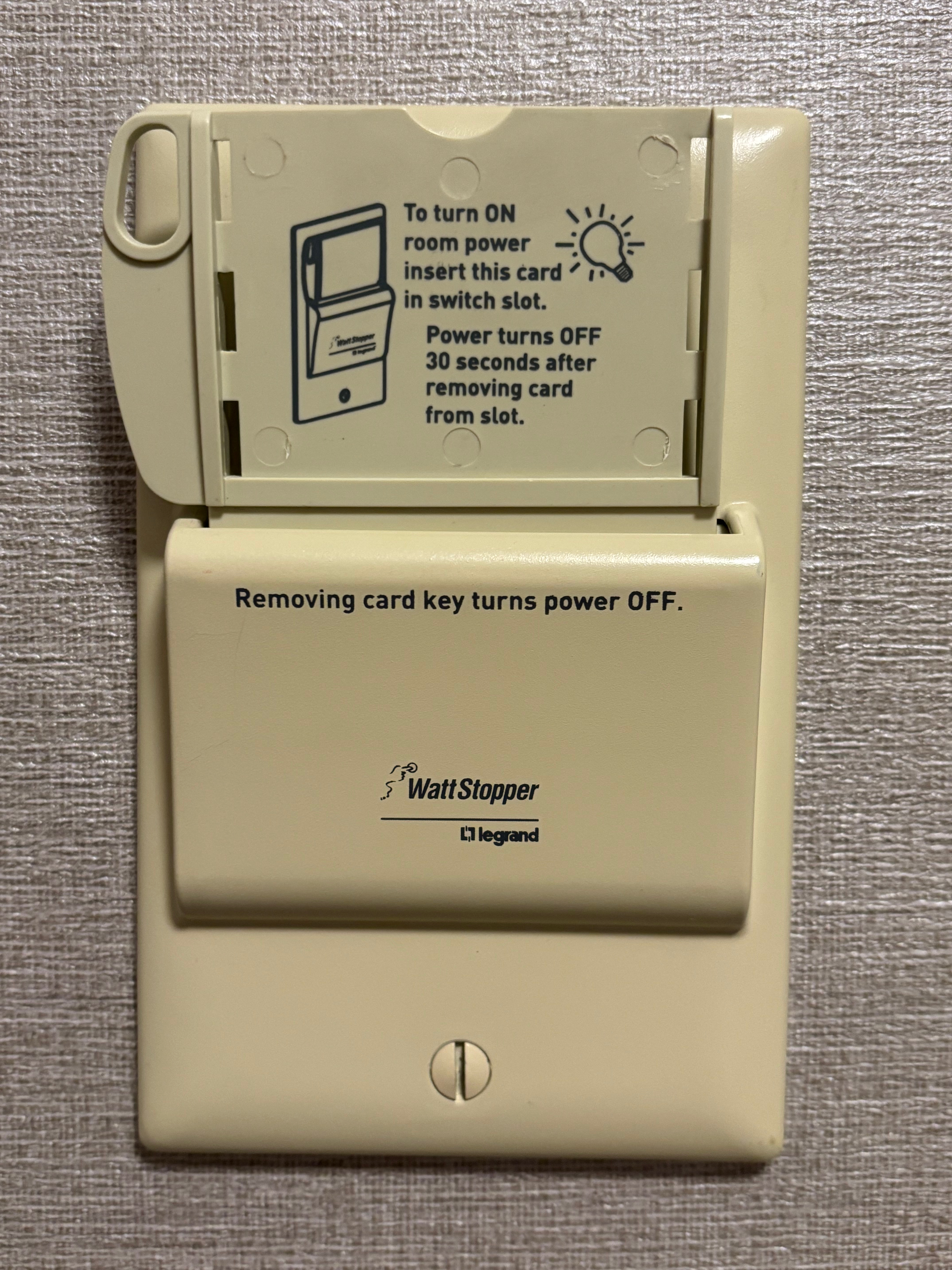 a light switch with a key card