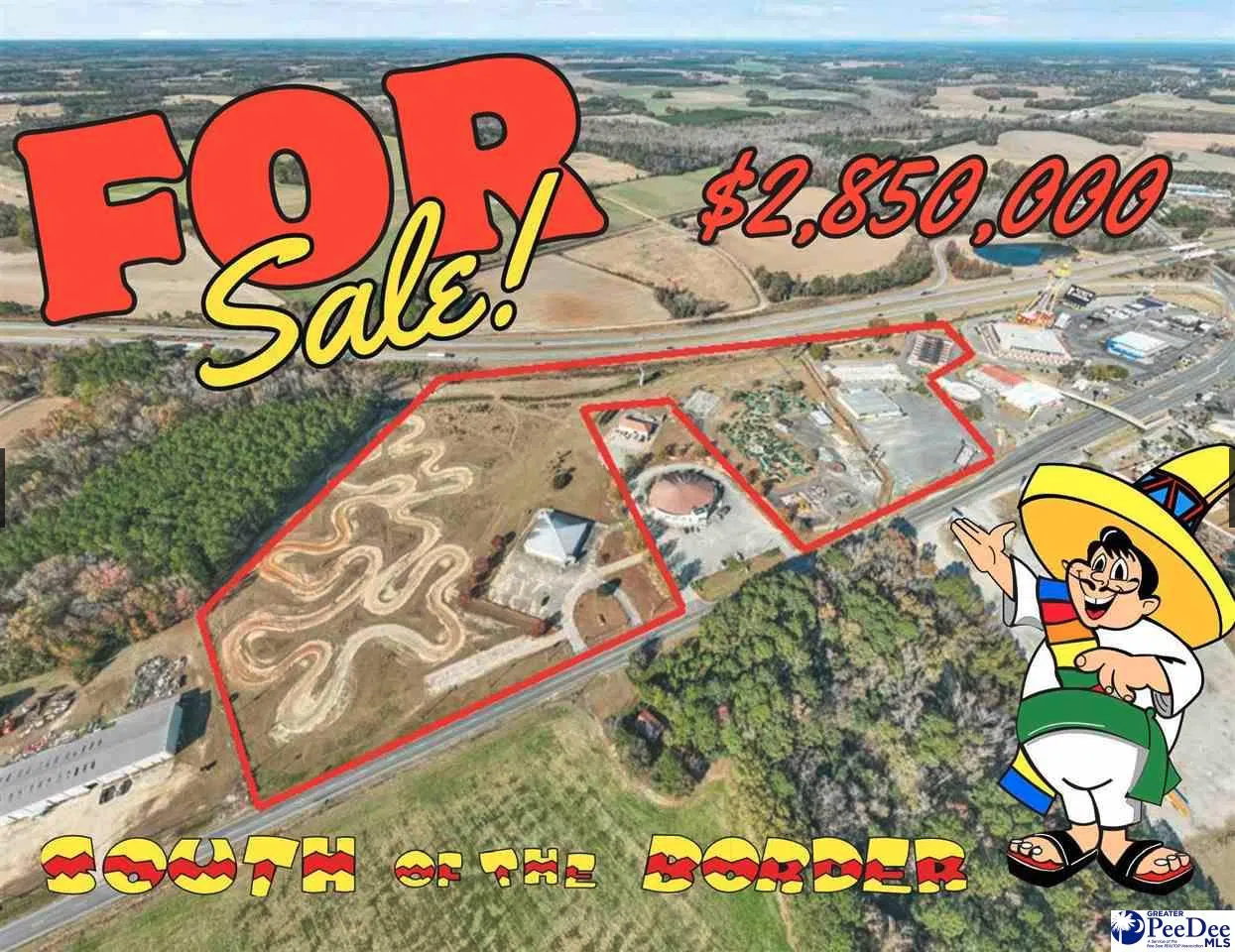 an aerial view of a dirt track