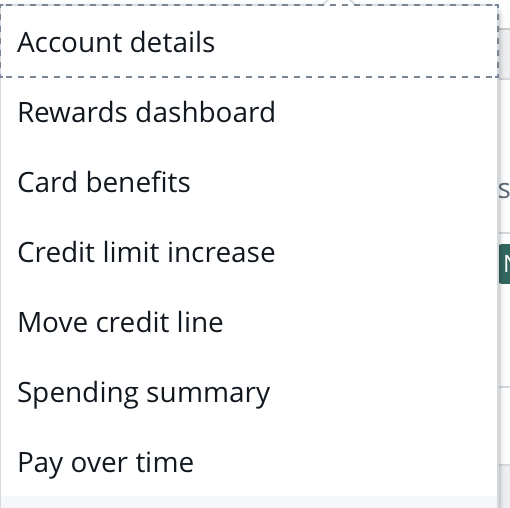 Chase More dropdown menu showing the Spending summary option