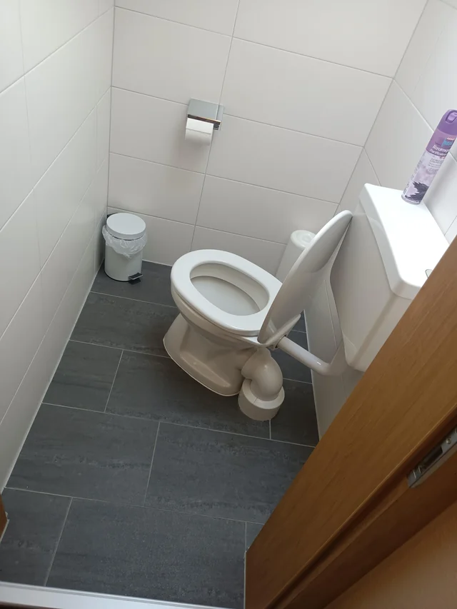 a toilet in a bathroom