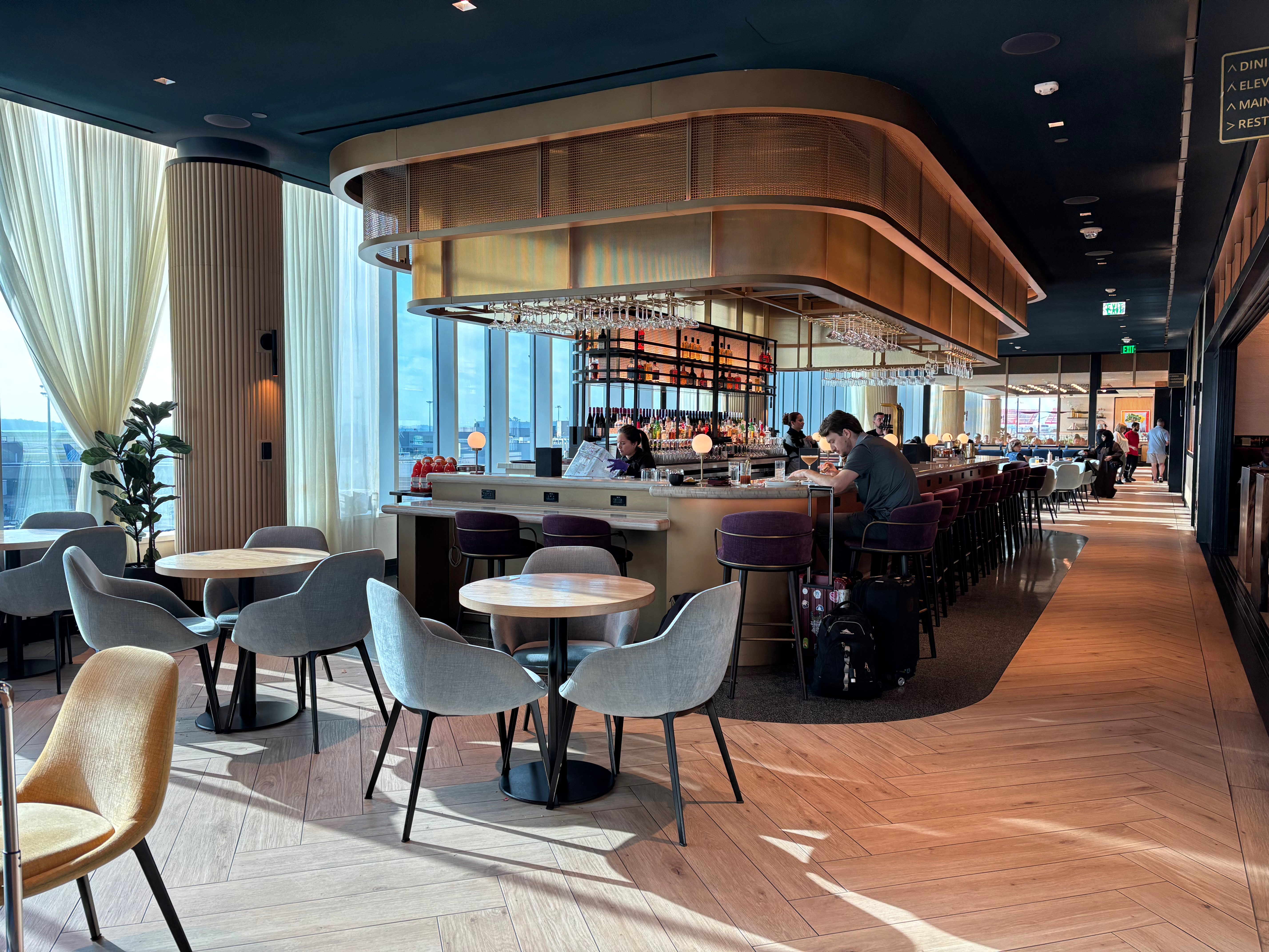 a room with tables and chairs