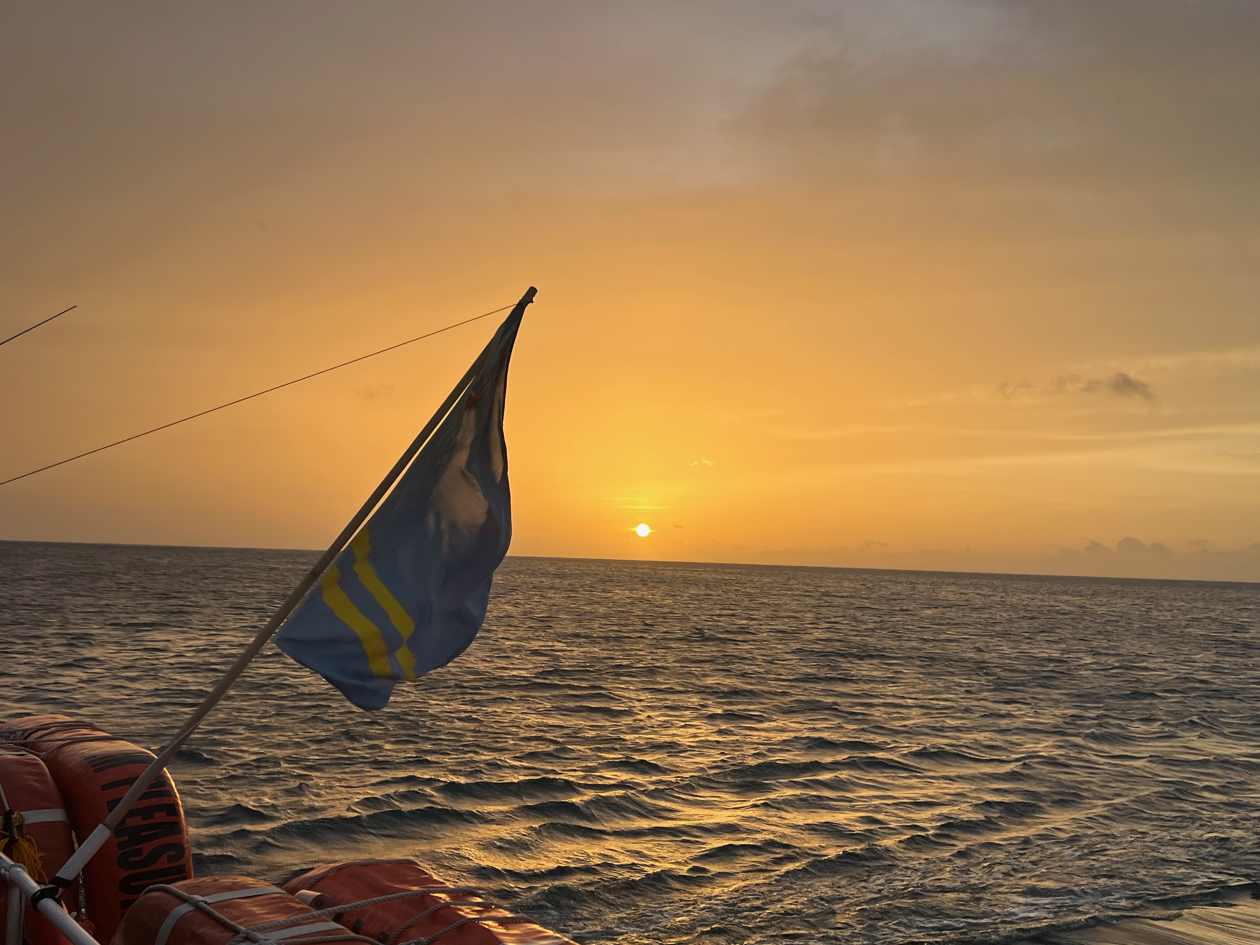 a flag on a boat