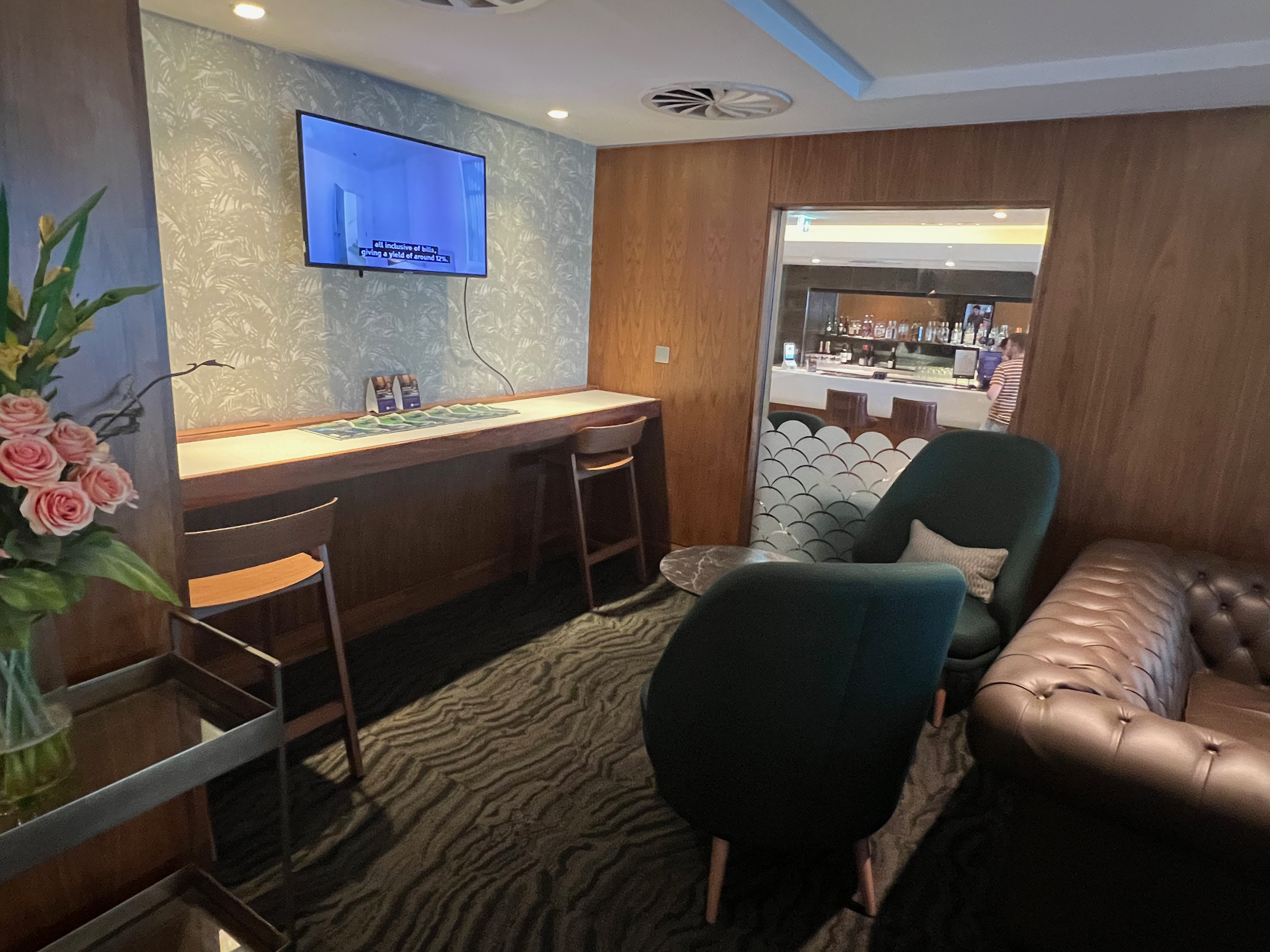 Interior view showing the lounge bar area with seating